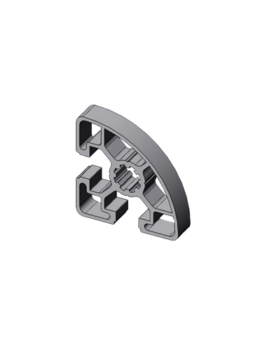 Perfil de aluminio de cuarto de vuelta 45x45R